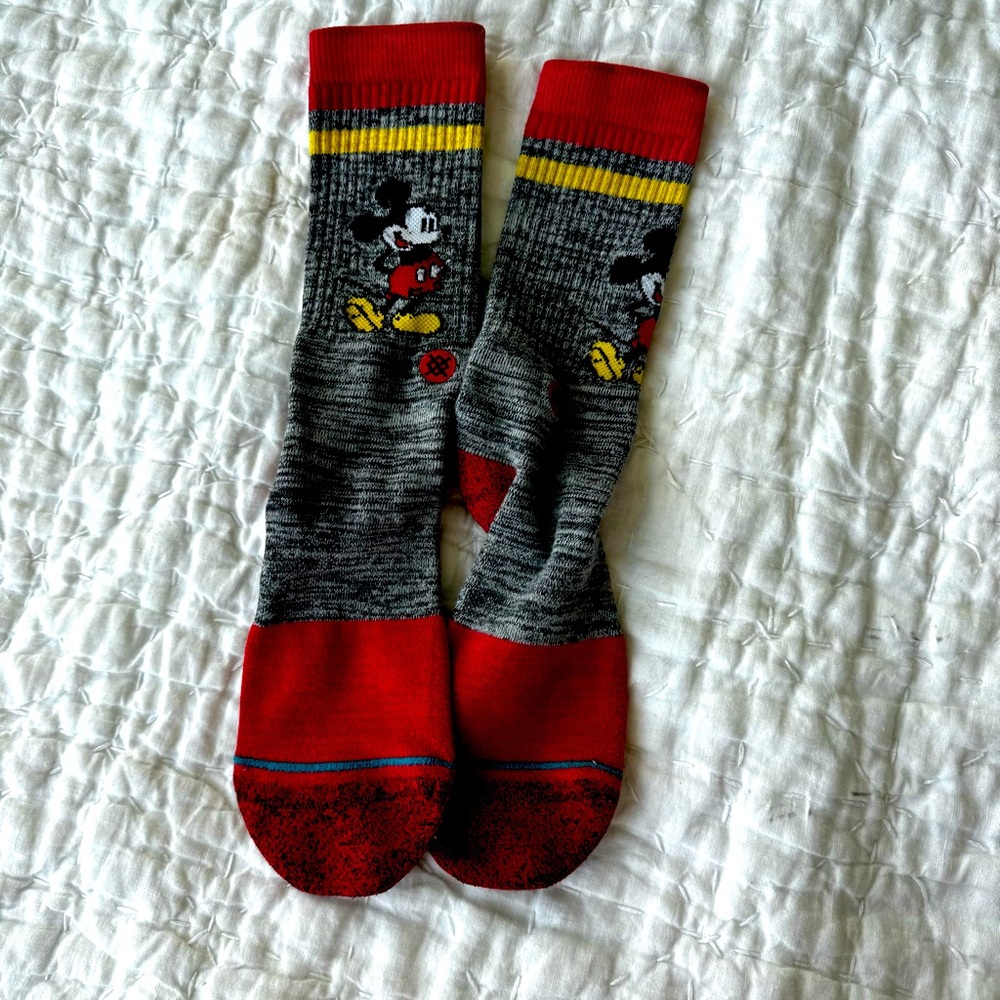 Mickey Mouse Red and Gray Casual Socks by Stance